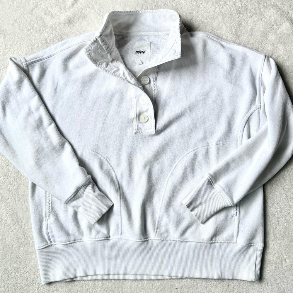 Aerie Women's White Button-Up Sweater